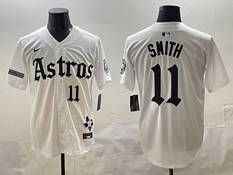Men 2025 Houston Astros 11 Smith White Five generations Joint Name Nike MLB Jersey style 45